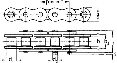 Simplex-Präzisions-Rollenkette rostfrei 1.4301